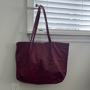 Saks Fifth Avenue Deep Burgundy Leather Tote